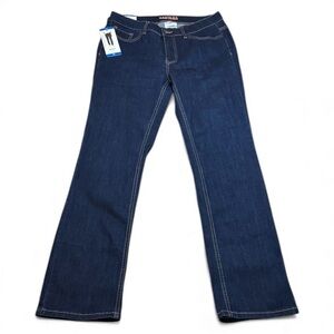 NWT Santana Dark Blue Mid Rise Straight Leg Tummy Control Jeans 10 inseam 31”